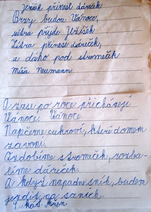 Vánoční veršování žáků 2. třídy
