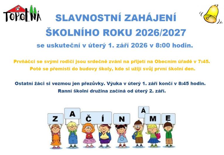 Zahájení školního roku 2026&nbsp;- 2027